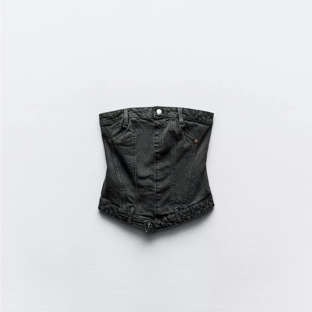 Zara Black Denim Corset Top
